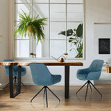 Blue-grey upholstered chairs ELVERUM with quilted seat and black metal legs by hjh LIVING