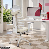 Profi-Bürostuhl ERGO LINE W in Salted Caramel mit Stoffbezug und weißem Gestell von hjh OFFICE (KI-generiertes Bild)