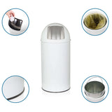White wastepaper bin PUSH 35L with silver lid, inner bucket and bin liners by hjh OFFICE