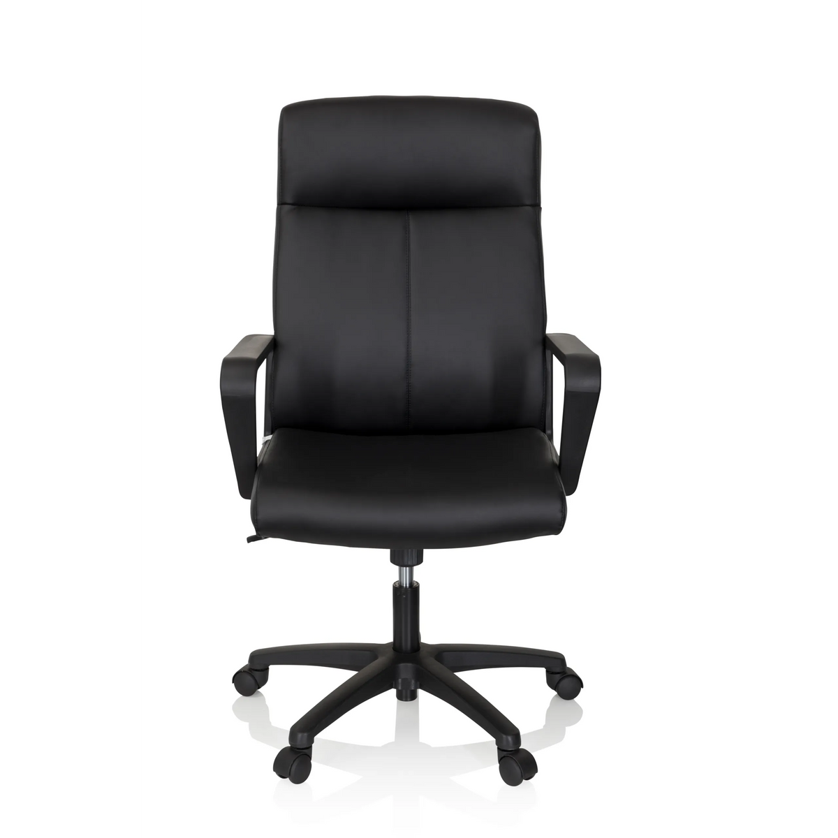Black Professional Executive Chair LISSO with armrests and five-caster base by hjh OFFICE – 360-degree view (front view 0°)