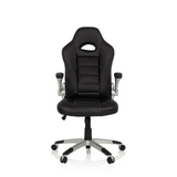 Black Gaming chair GAME SPORT with headrest, armrests and silver five-caster base by hjh OFFICE – 360-degree view (front view 0°)