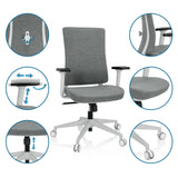 Professional Office Chair COMFIO WP in grey with detailed views of the adjustable functions and castors by hjh OFFICE