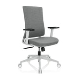 Grey Professional Office Chair COMFIO WP with armrests and a white five-caster base by hjh OFFICE – 360-degree view (front three-quarter view 40°)