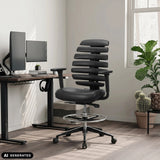 Black ERGO LINE II WORK counter chair in faux leather with footrest by hjh OFFICE (AI-generated image)