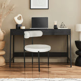 White upholstered chair TEDIO with black metal legs at a desk by hjh OFFICE