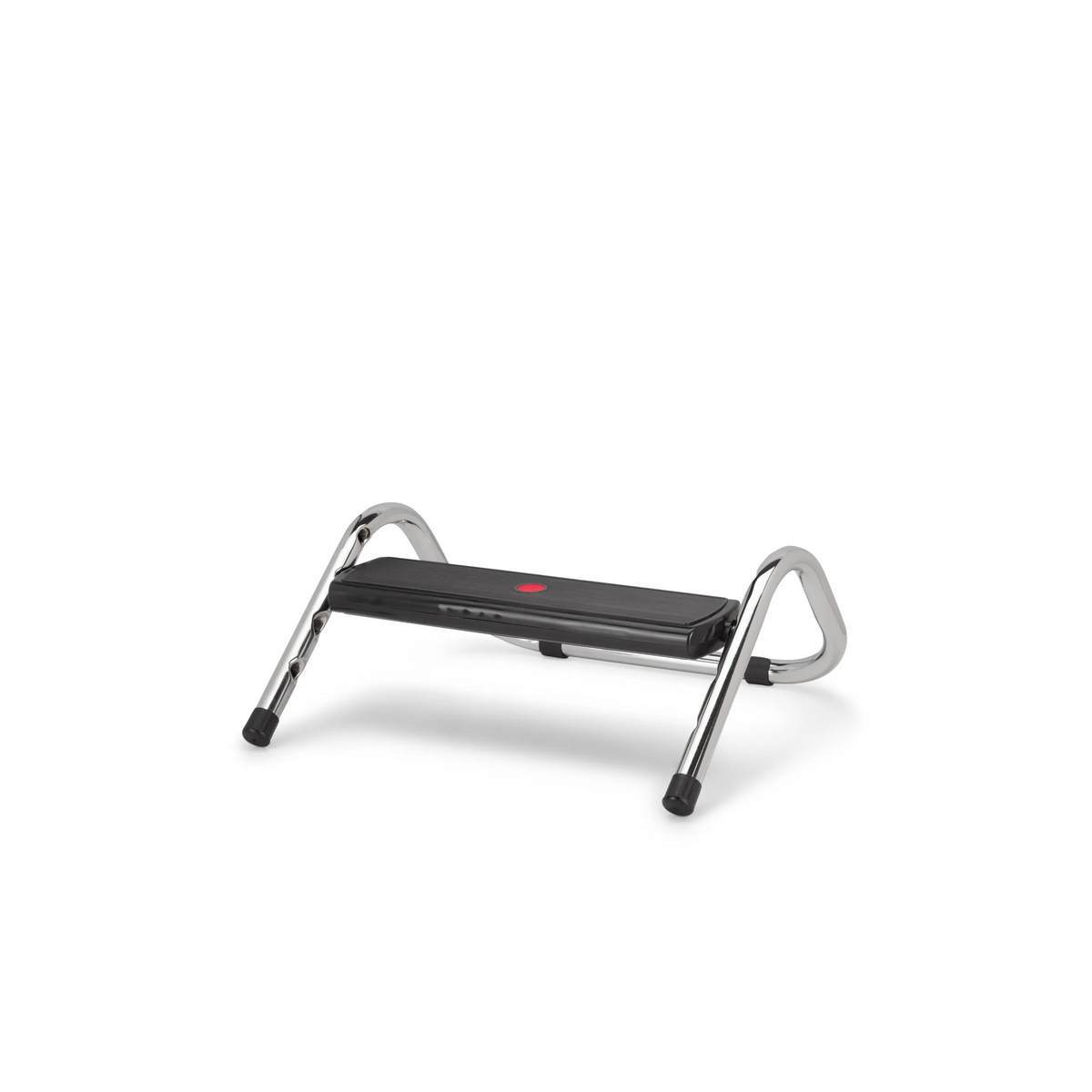 Black Footrest PODI IV with chrome-plated metal frame and rubber feet by hjh OFFICE – 360-degree view (rear view 180°)