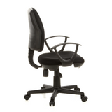 Black Home Office Chair CITY 10 with mesh back, armrests and five-caster base by hjh OFFICE – 360-degree view (side profile 100°)