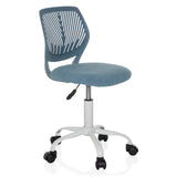 Blue Swivel Chair – Children KID QW with perforated backrest and white five-caster base by hjh OFFICE – 360-degree view (front three-quarter view 45°)