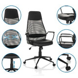 Home Office Executive Chair MARCOZ in black with various detailed views by MyBuero