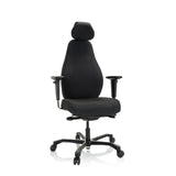 Black Professional Executive Chair RESISTIO XXL with headrest and five-caster base by hjh OFFICE – 360-degree view (front view 20°)