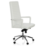 White Professional Executive Chair LENGA with horizontal stitching and five-caster base by hjh OFFICE – 360-degree view (front three-quarter view 60°)