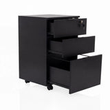 Black Mobile Drawer Unit DAVIK with three partially open drawers and a lock by hjh OFFICE