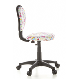 Swivel Chair – Children KIDDY TOP with colourful heart and flower pattern and five-caster base by hjh OFFICE – 360-degree view (side profile 80°)