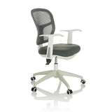 Grey Home Office Chair TOP 108 W with mesh back and five-caster base by hjh OFFICE – 360-degree view (front three-quarter view 60°)