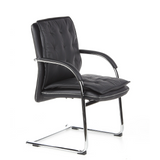 Black Cantilever chair VILLA V with quilted upholstery and armrests by hjh OFFICE – 360-degree view (front three-quarter view 60°)