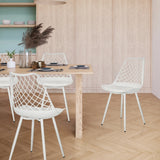 Outdoor chair BEGIO S in white with mesh backrest and four legs by hjh LIVING