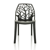 Black Outdoor chair ARTIFO TRI with perforated backrest in organic look by hjh OFFICE – 360-degree view (front view 0°)