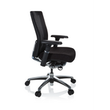 Black High End Office Chair NOVA PRO ALU with mesh back and five-caster base by hjh OFFICE – 360-degree view (side profile 80°)