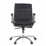 Black Professional Executive Chair VILLA 10 with quilted upholstery and five-caster base by hjh OFFICE – 360-degree view (front view 0°)