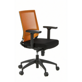 Black and orange Professional Office Chair PORTO BASE with mesh back and five-caster base by hjh OFFICE – 360-degree view (front three-quarter view 60°)