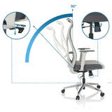 Adjustment mechanisms and 90 degree backrest tilt of the Professional Office Chair AZURRO WHITE by hjh OFFICE