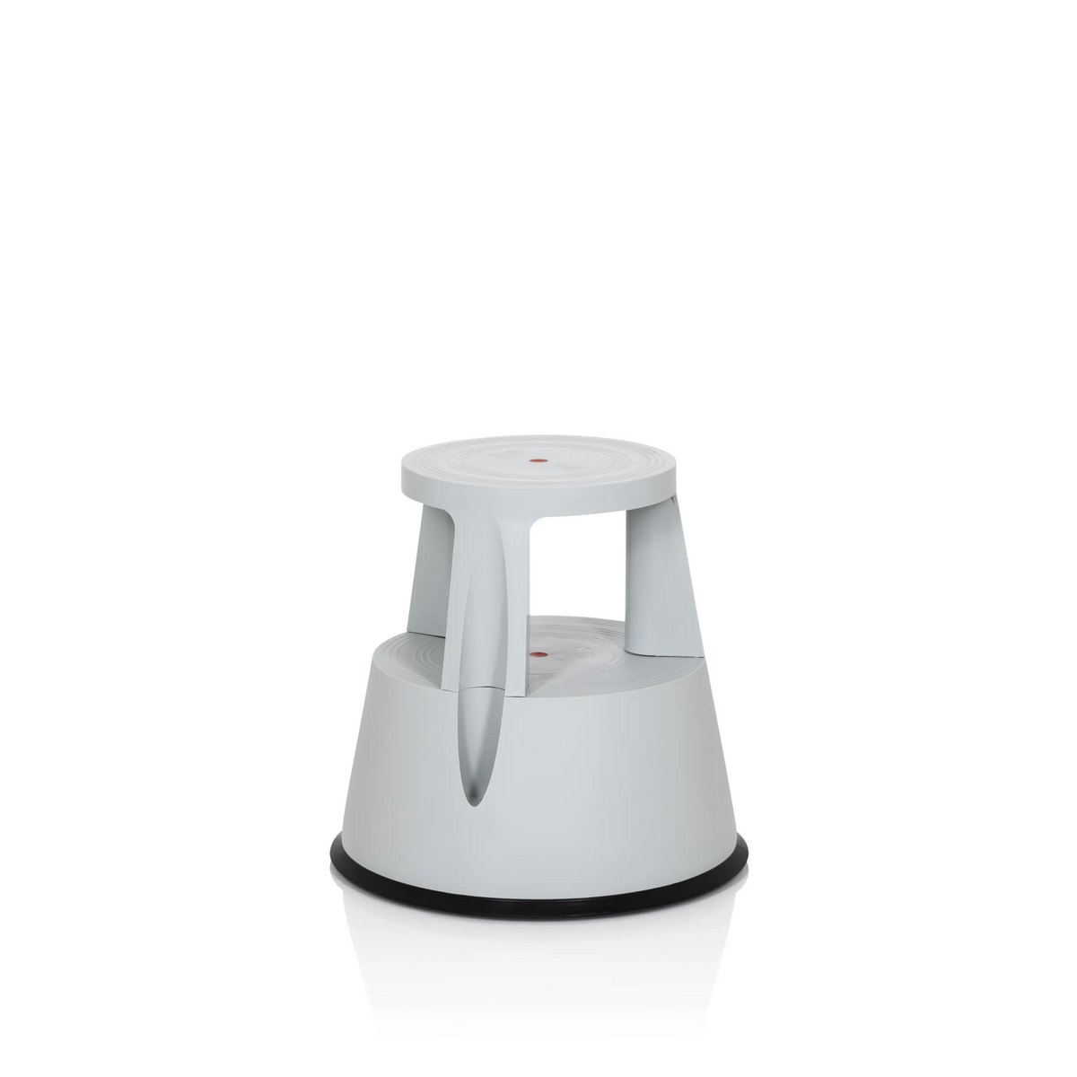 Light grey Step stool TIO-M I with round step surface and black floor ring by hjh OFFICE – 360-degree view (front three-quarter view 40°)