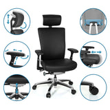 Adjustable features of the black leather Professional Office Chair NOVA by hjh OFFICE