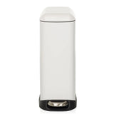 White CLEAN SLIM wastepaper bin with foot pedal and rounded lid by hjh OFFICE – 360-degree view (front view 0°)