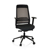Black Professional Office Chair CHIARO T1 BLACK with mesh back and five-caster base by hjh OFFICE – 360-degree view (front view 20°)