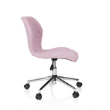 Pink Swivel Chair – Children JOY II with quilted look and five-caster base by hjh OFFICE – 360-degree view (side profile 80°)