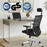 Black Professional Office Chair PORTO MAX HIGH with mesh backrest and headrest by hjh OFFICE