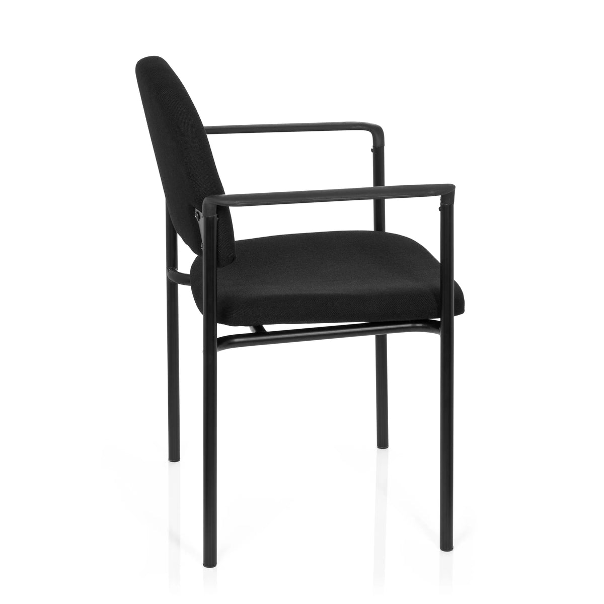 Black four-legged chair XT 700 with armrests and padded seat by hjh OFFICE – 360-degree view (side profile 100°)