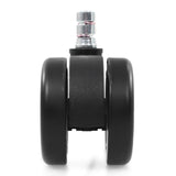 Black Castors 5x ROLO COLOR 60 11mm/60mm for hard floors with metallic mounting pin by hjh OFFICE – 360-degree view (front view 0°)