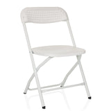 White Outdoor chair TUDELA XXL PRO W with perforated seat and backrest by hjh OFFICE – 360-degree view (front three-quarter view 30°)