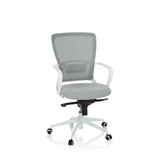 Grey Home Office Chair ESTRIA with mesh back and five-caster base by hjh OFFICE – 360-degree view (front view 20°)