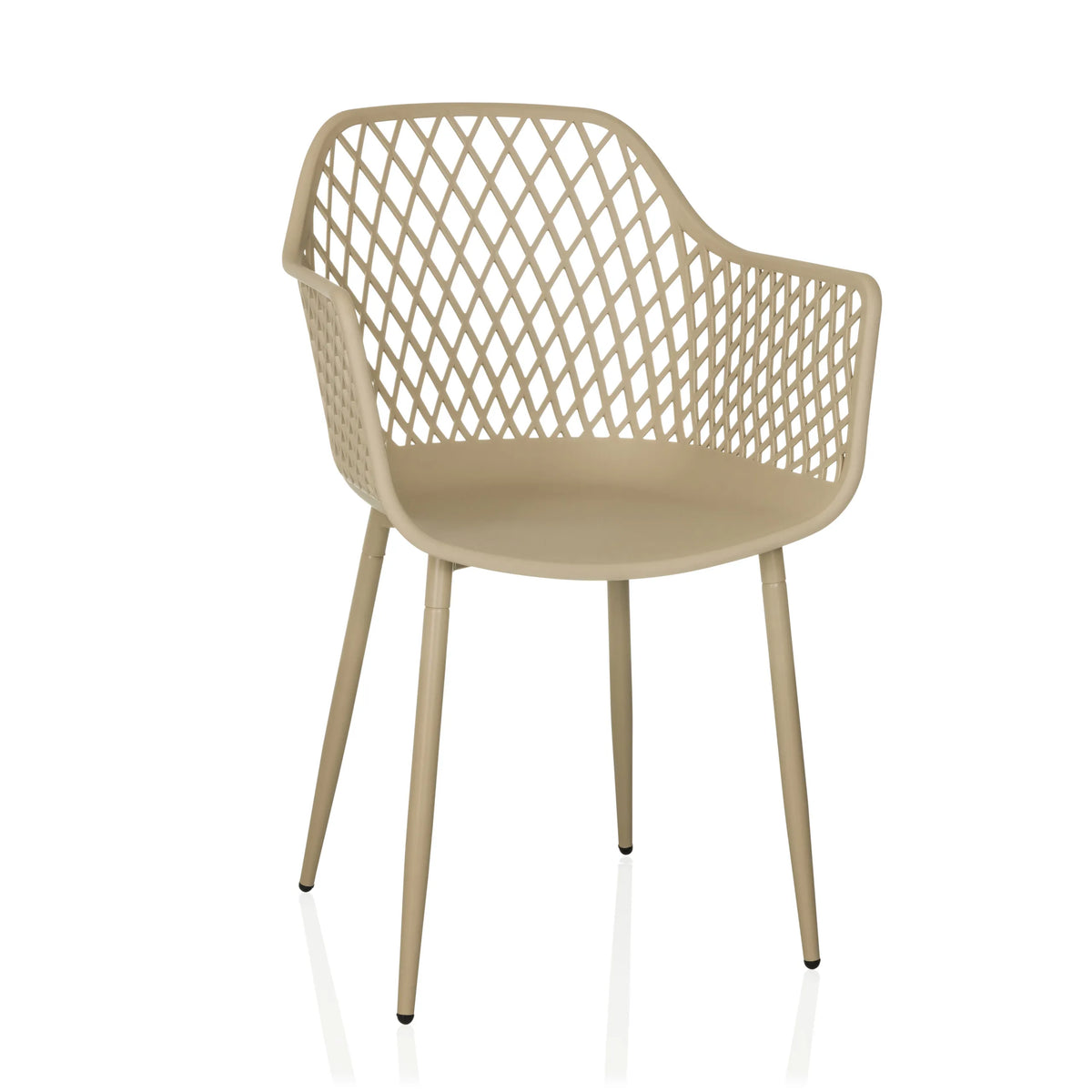 Beige Outdoor chair BEGIO L with mesh backrest and four legs by hjh LIVING – 360-degree view (front view 15°)