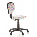 Swivel Chair – Children KIDDY TOP with colourful heart and flower pattern and five-caster base by hjh OFFICE – 360-degree view (front three-quarter view 60°)
