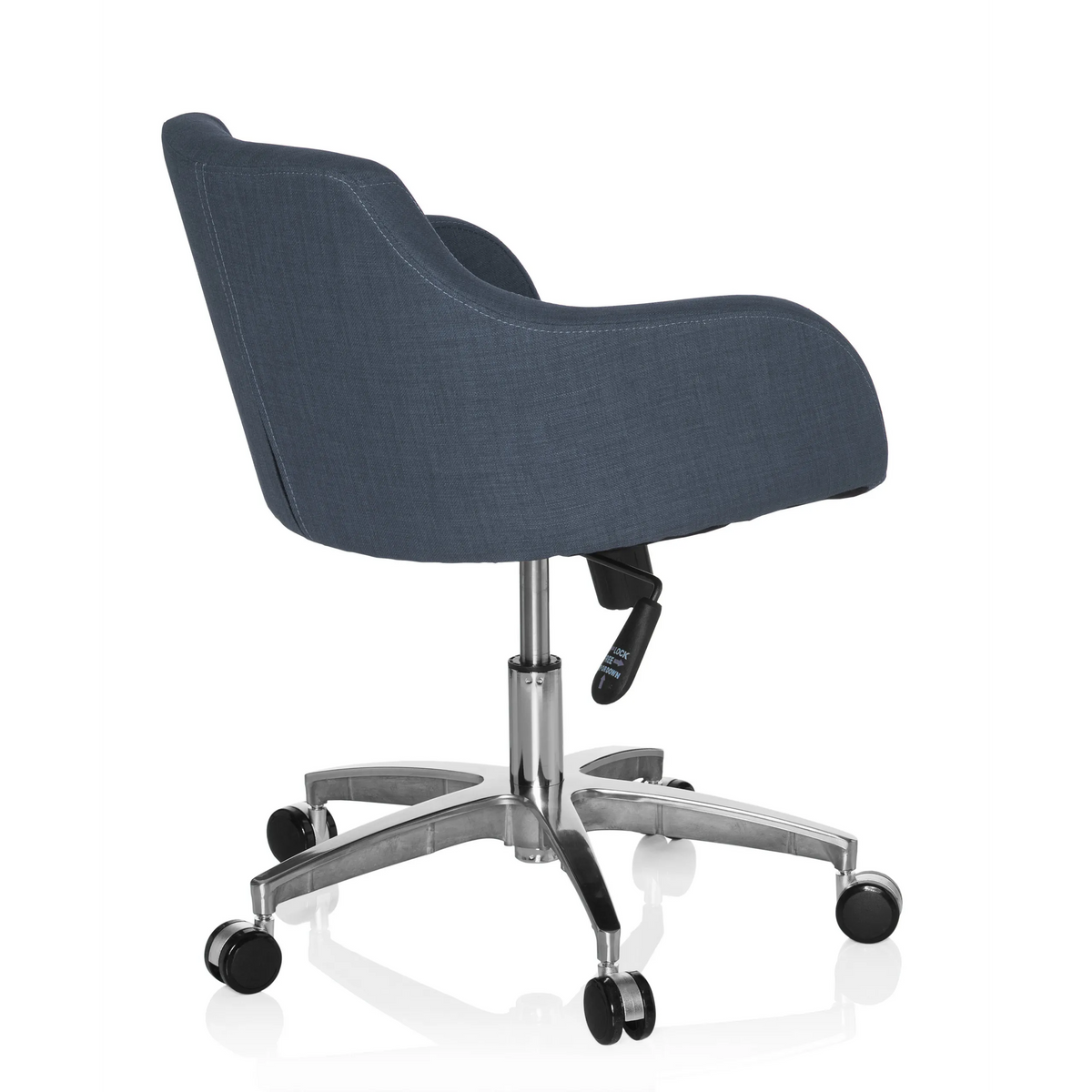 Dark grey Home Office Chair SOLAO 100 with padded shell and five-caster base by hjh OFFICE – 360-degree view (rear three-quarter view 120°)