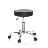 Black Swivel stool OPERATOR II with gas spring and five-caster base by hjh OFFICE – 360-degree view (front view 20°)
