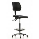 Black Counter chair TOP WORK 11 with foot ring and five-star base by hjh OFFICE – 360-degree view (front three-quarter view 40°)