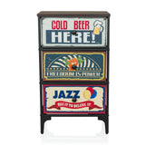 Chest of drawers AMERIKO S with three patterned drawers in vintage look and black frame by hjh LIVING – 360-degree view (front view 0°)