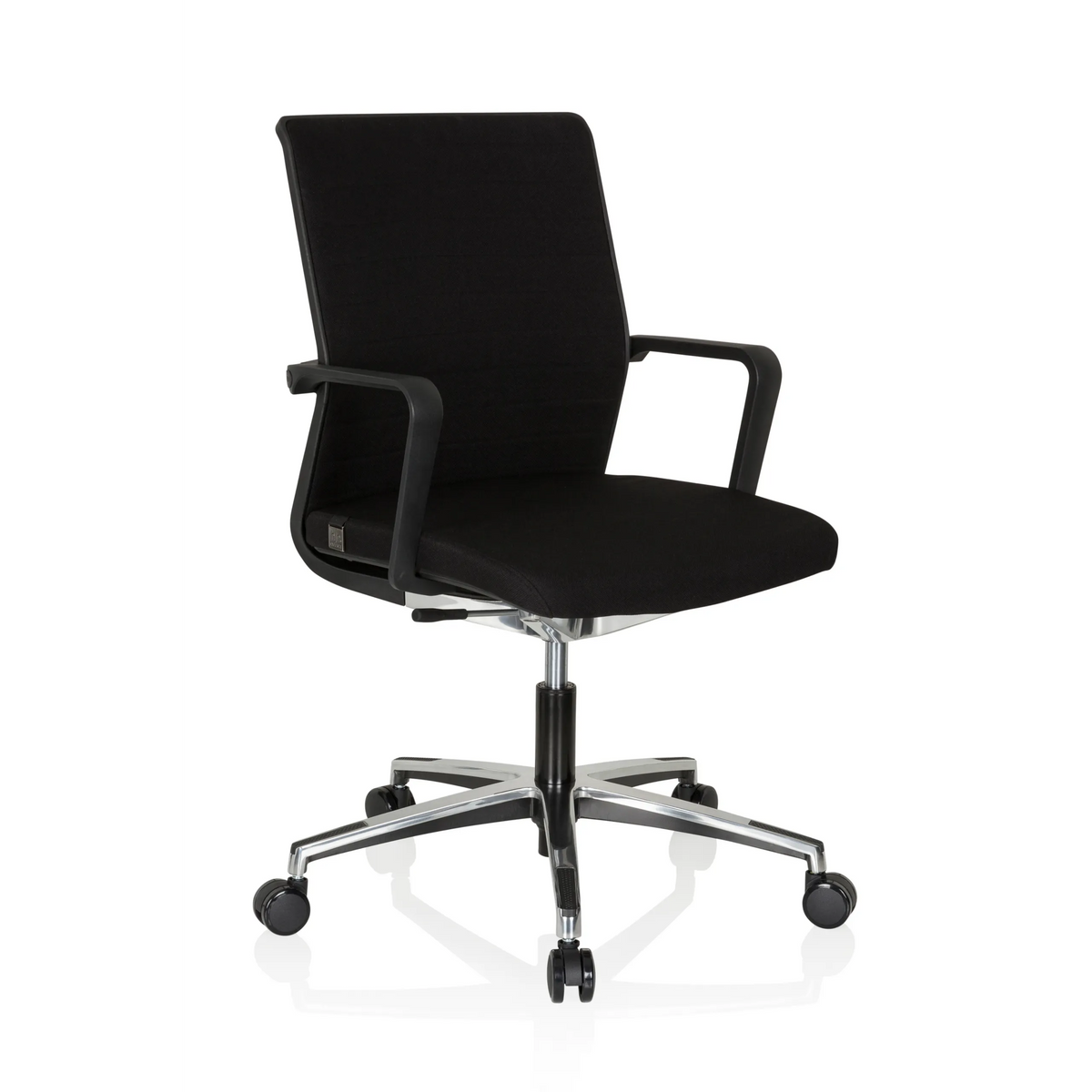 Black Professional Office Chair MOVE-TEC 3D with armrests and five-caster base by hjh OFFICE – 360-degree view (front three-quarter view 40°)