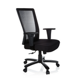 Black Swivel Chair XXL EXTENDER with mesh back and five-caster base by hjh OFFICE – 360-degree view (front three-quarter view 60°)