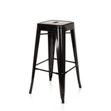 Black Bar stool VANTAGGIO HIGH with square seat and struts by hjh OFFICE – 360-degree view (front three-quarter view 60°)