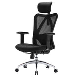 Black Professional Office Chair M18-M148 with mesh backrest, headrest and glossy base by Sihoo