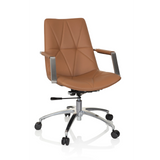 Camel Home Office Chair SARANTO II with quilting and five-caster base by hjh OFFICE – 360-degree view (front view 20°)