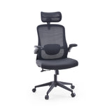 Black Home Office Chair Vertuflex with mesh back and five-caster base by MyBuero – 360-degree view (front view 15°)