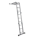 Silver aluminium Folding Ladder SOLID W3 with twelve steps by hjh OFFICE – 360-degree view (rear three-quarter view 144°)