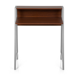 Walnut-coloured Office Desk DUMONT with silver-coloured frame and hutch by hjh OFFICE – 360-degree view (front view 0°)