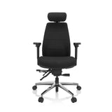 Black Professional Office Chair PHOENIX PRO I with headrest and five-caster base by hjh OFFICE – 360-degree view (front view 0°)